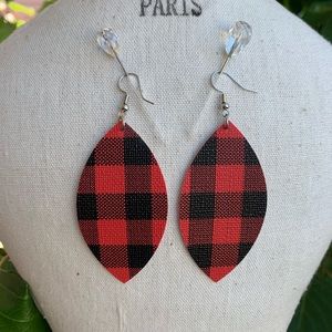 Buffalo Plaid Faux Leather Earrings